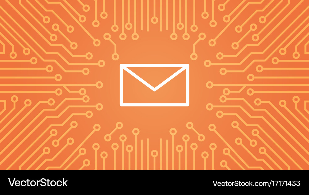 Message envelope icon over computer chip Vector Image