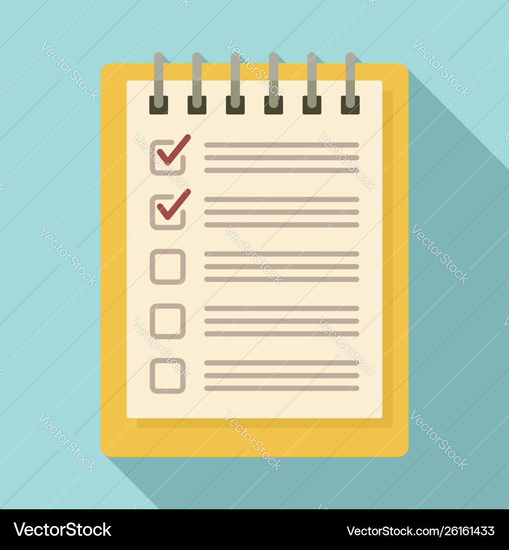 Notebook checklist icon flat style Notebook checklist icon flat style vector image