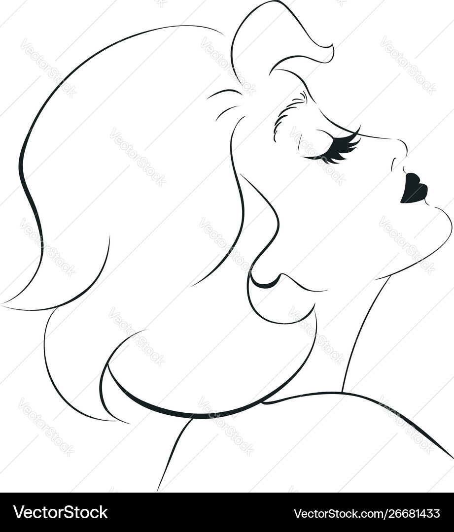 Profile beautiful young woman keep her head up Profile beautiful young woman keep her head up vector image