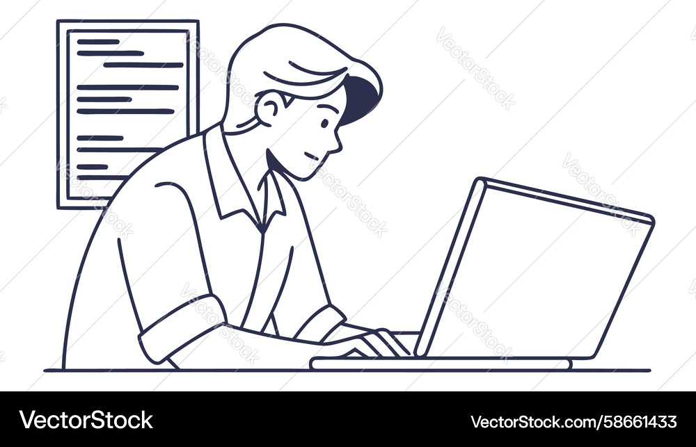 Remote Coder - Line Art Vektorbild