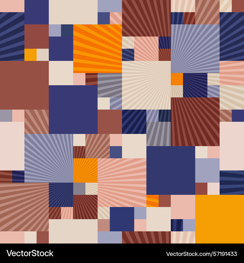Retro geometric square pattern with radial light Retro geometric square pattern with radial light vector image