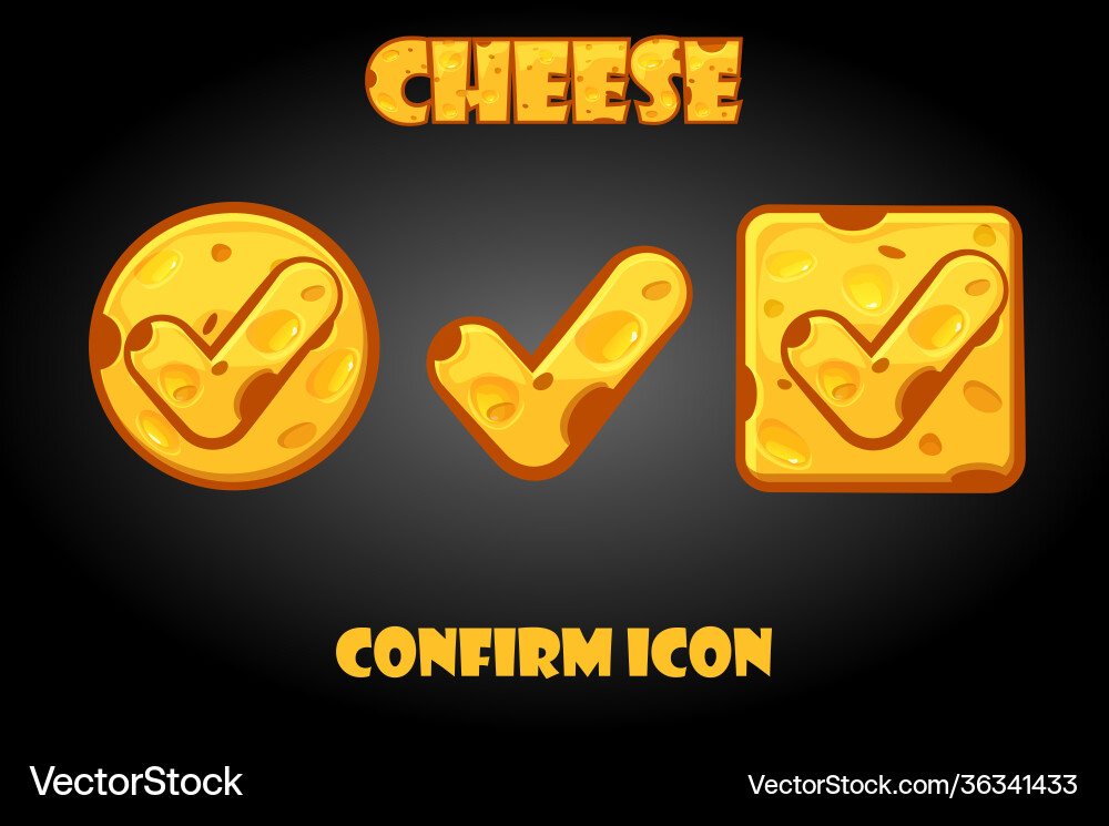 Set cheese confirm buttons for game vector image