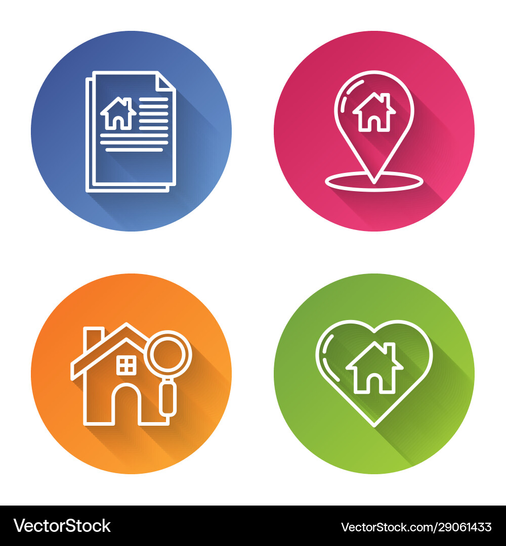 Set line house contract map pointer Set line house contract map pointer vector image