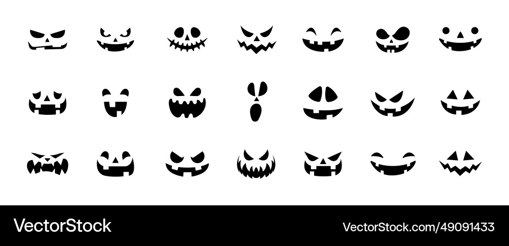 Set of halloween scary pumpkins cut spooky creepy Set of halloween scary pumpkins cut spooky creepy vector image