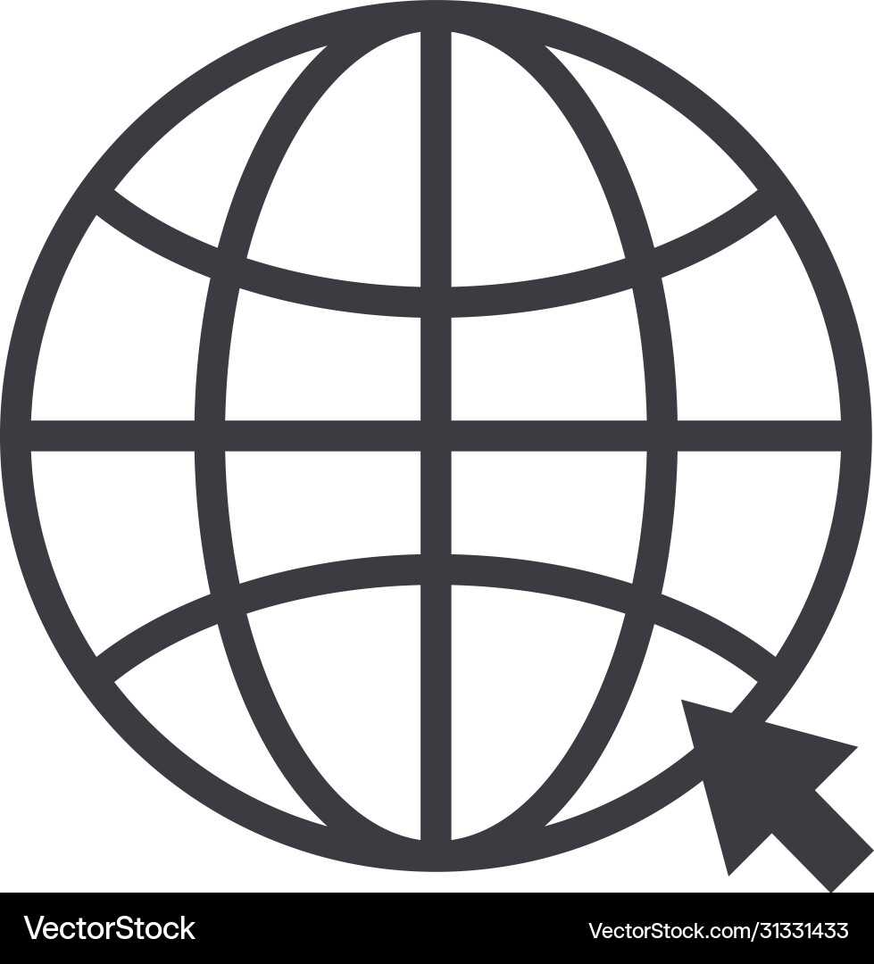 Sphere browser with mouse arrow line style vector image