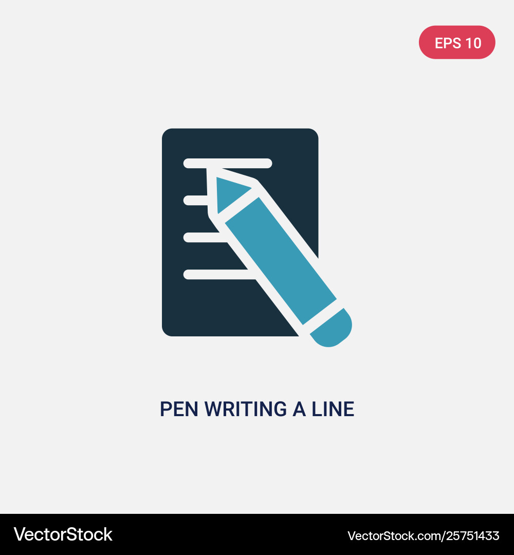 Two color pen writing a line icon from user vector image
