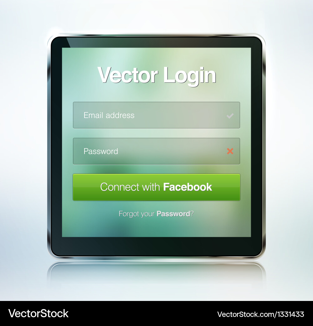 Web page login password security screen Vector Image