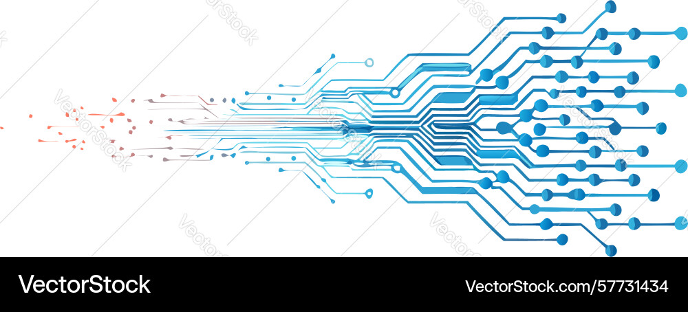 Bursting circuit board data flow technology vector image