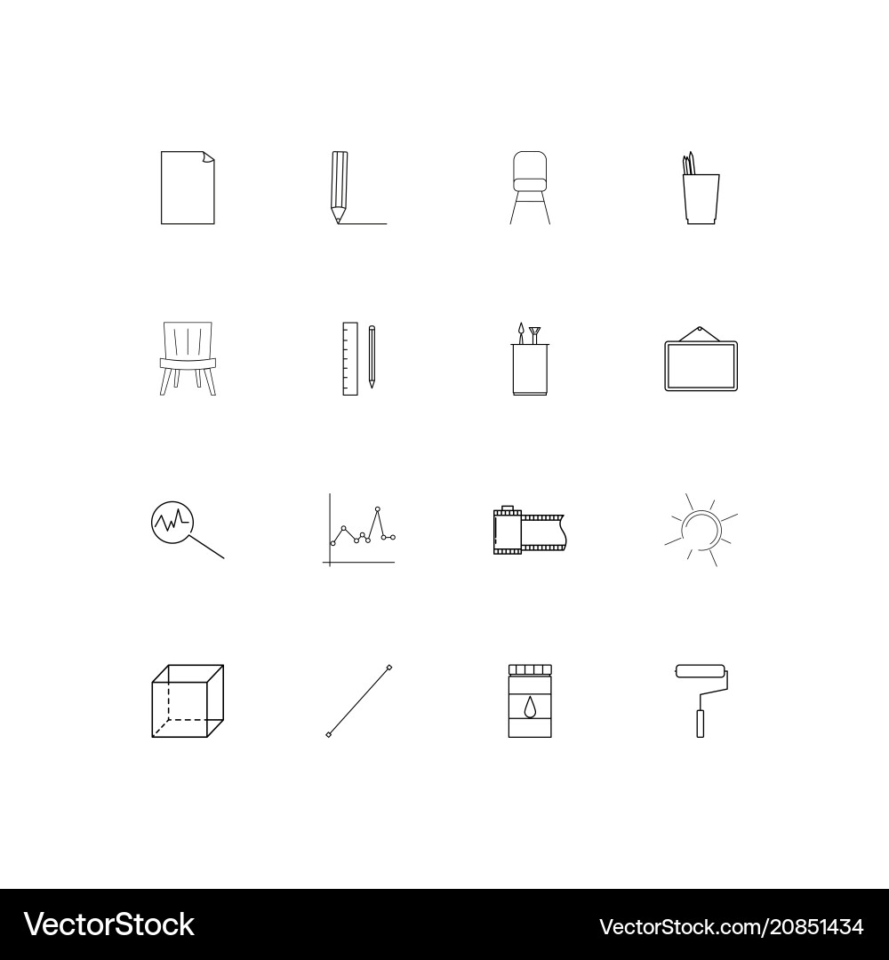 Creative process and design linear thin icons set vector image
