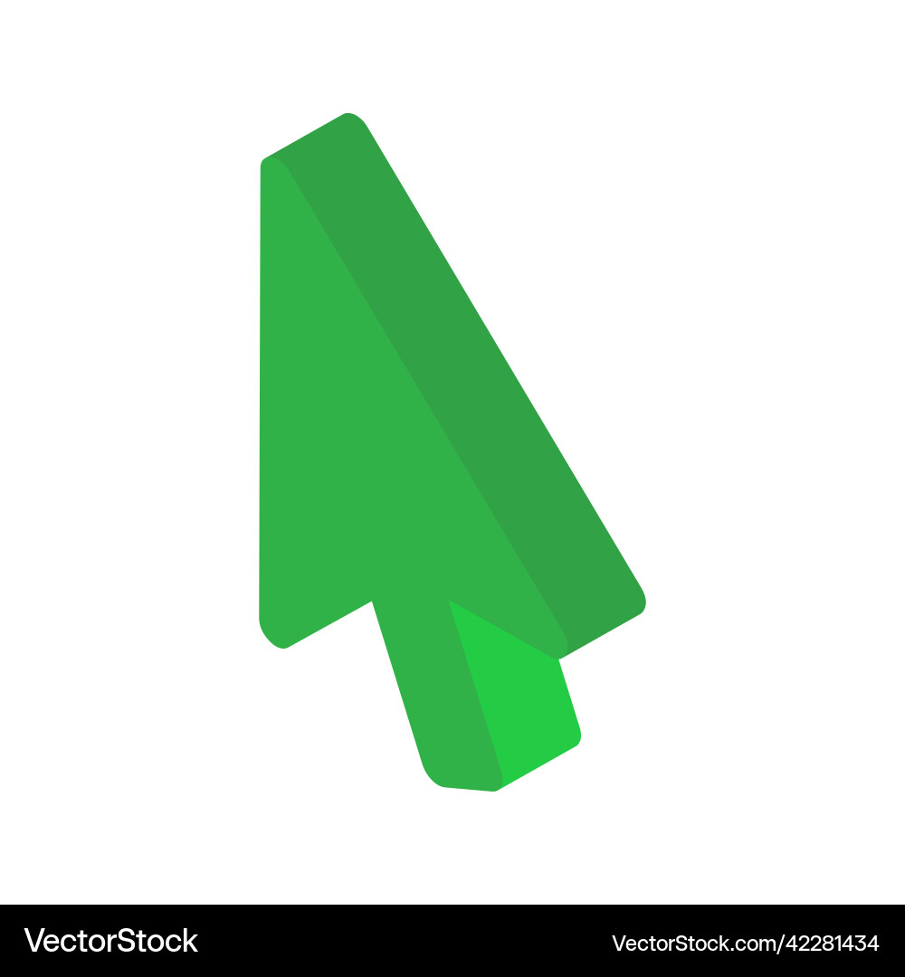 Green computer mouse pointer isometric 3d flat vector image