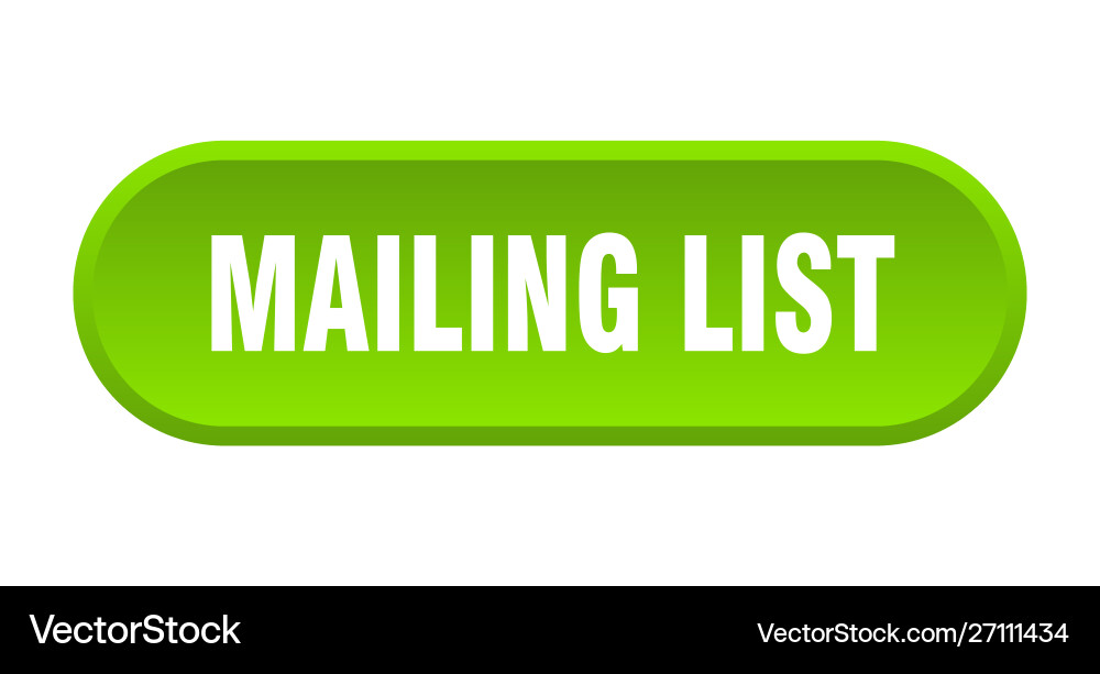 Mailing list button rounded green vector image