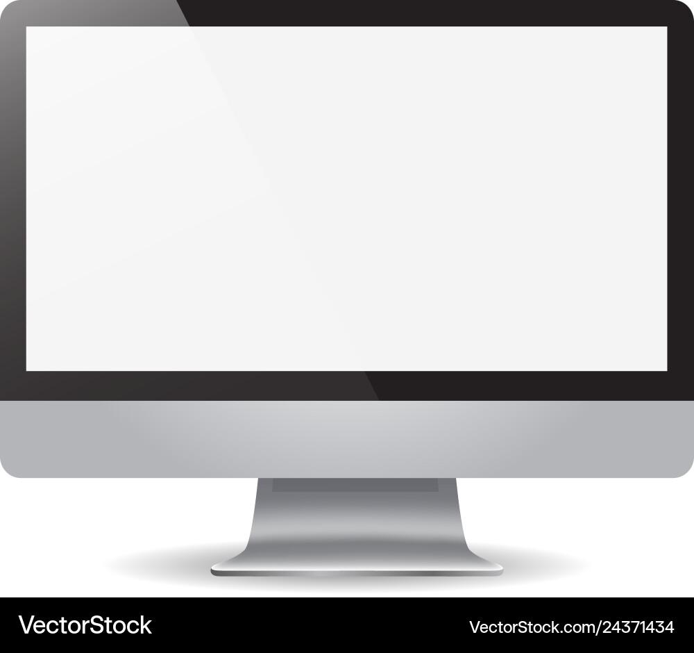 Monitor with a shadow on gray background vector image