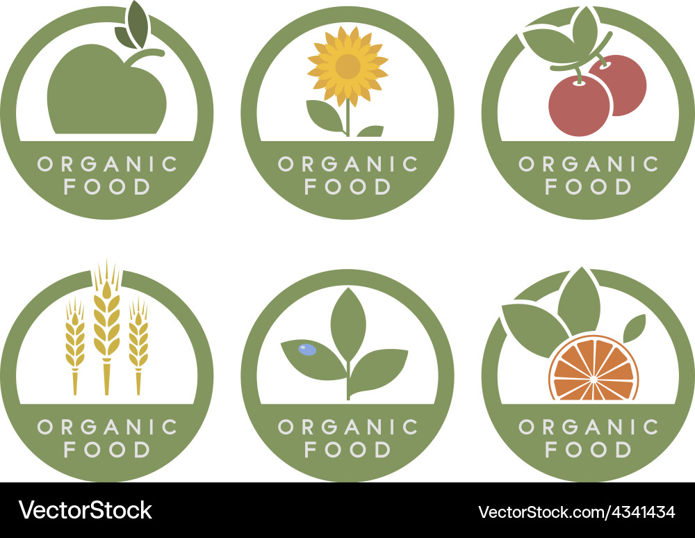 Organic Food Icons Set Vector Image