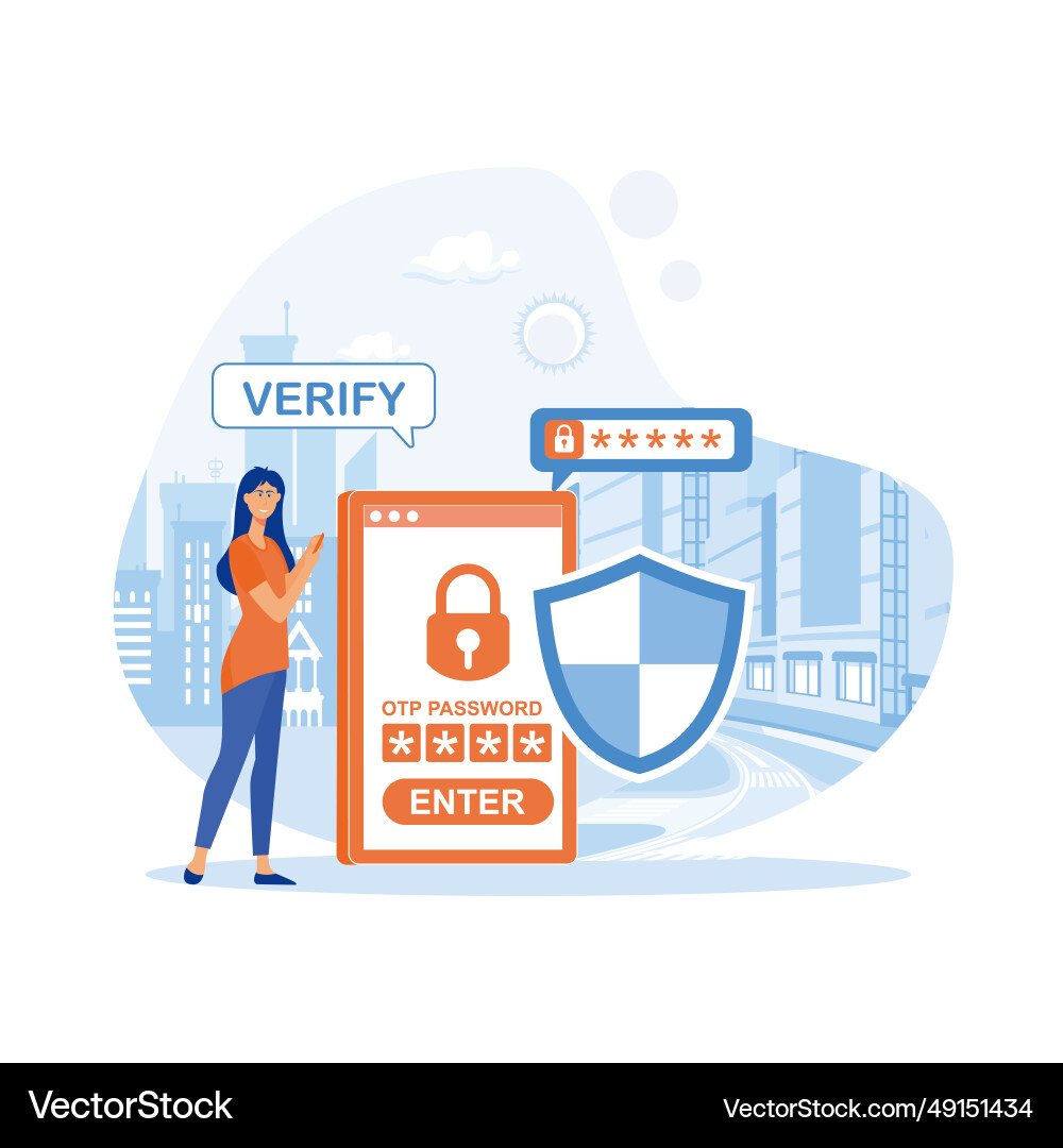 Otp authentication secure verification one-time Otp authentication secure verification one-time Vector Image