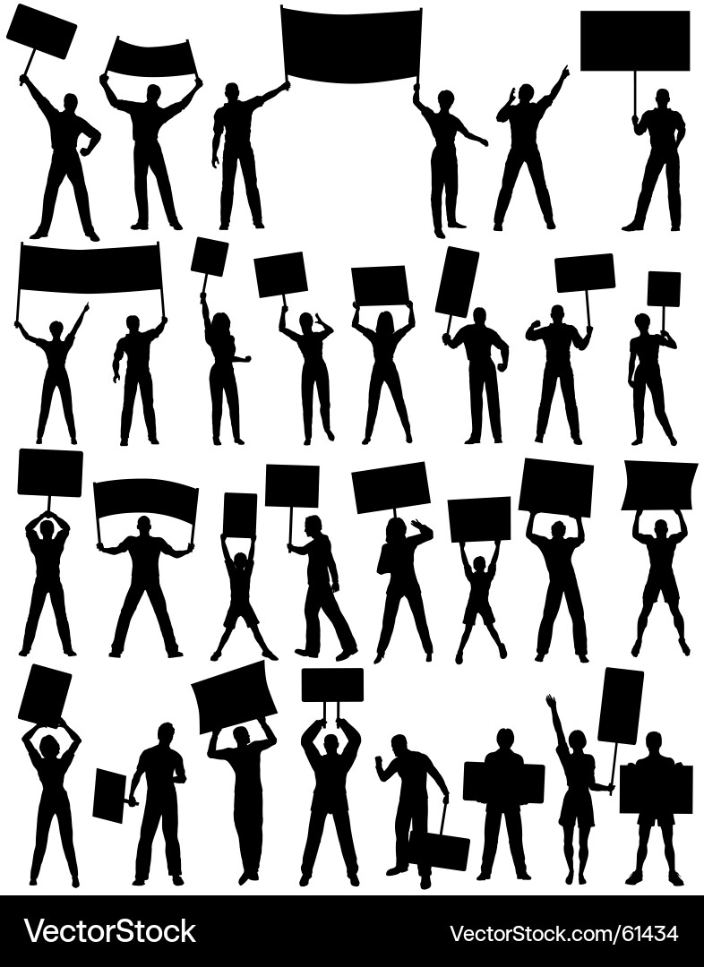 Protest Silhouettes Vector Image