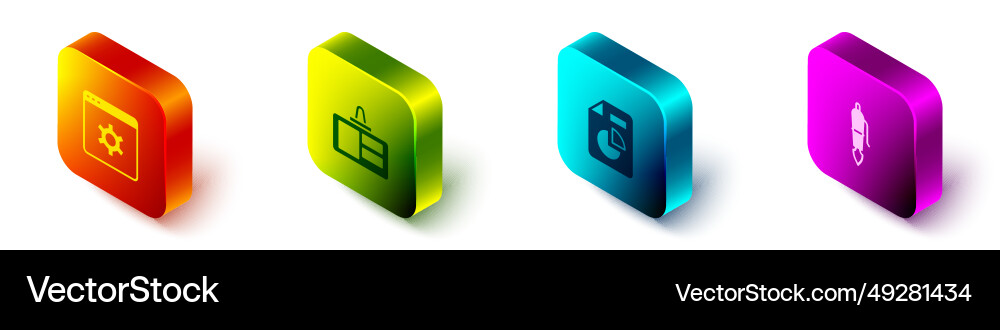 Set isometric browser setting identification Set isometric browser setting identification vector image