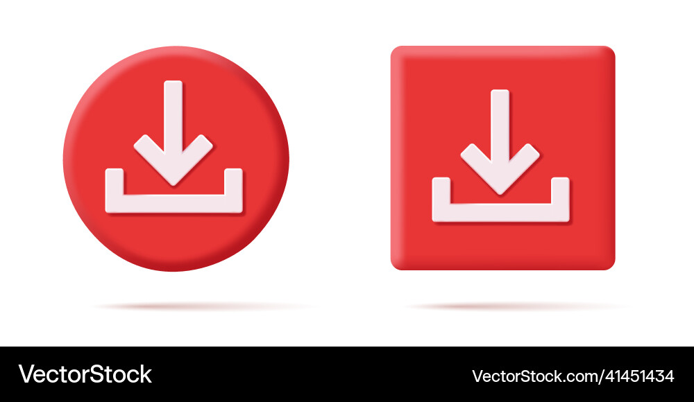 Set of download icon button on round and square Set of download icon button on round and square vector image