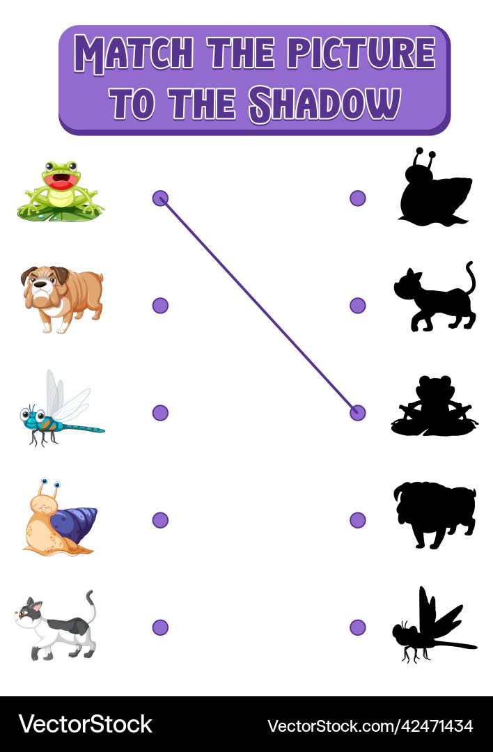 Shadow matching game template Shadow matching game template vector image