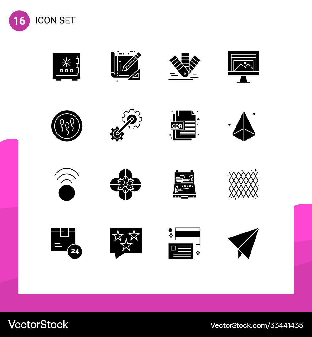 16 universal solid glyphs set for web and mobile Vector Image