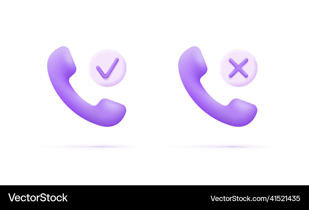 3d phone check and cross marks 3d phone check and cross marks vector image