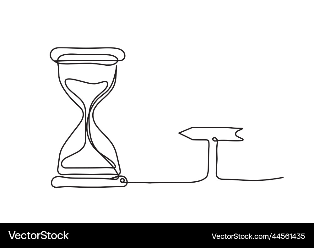 Abstract clock with arrow as line drawing vector image