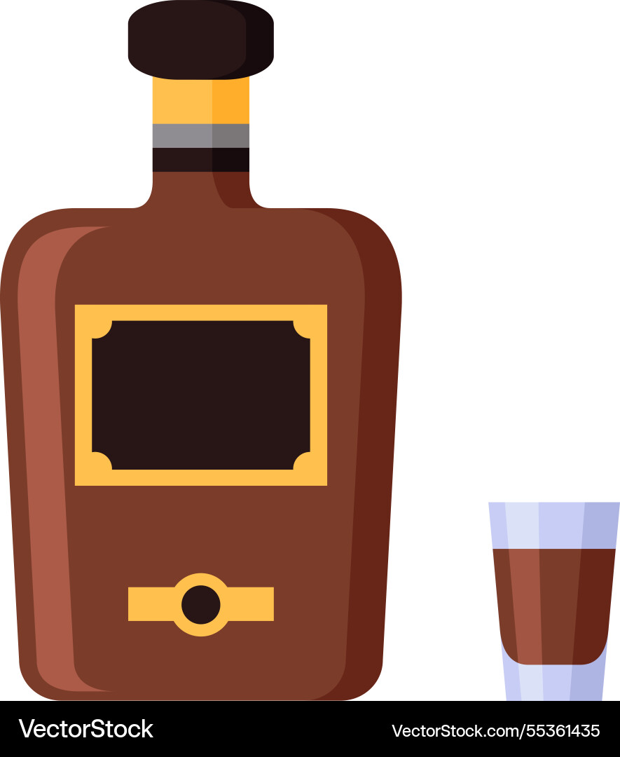 Bottle of liquor with a blank label stands next Bottle of liquor with a blank label stands next vector image