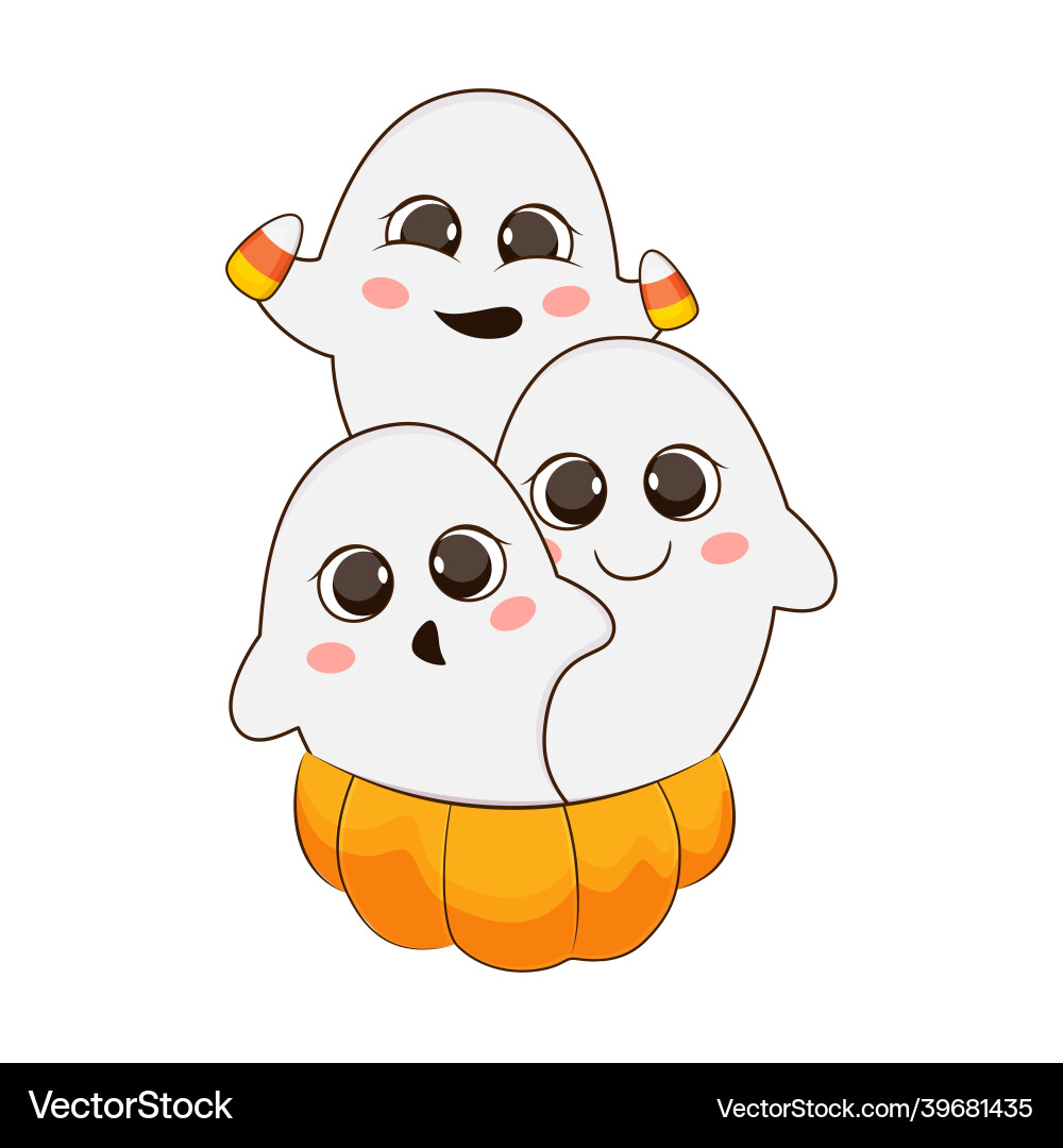Cute halloween ghost on white background – Royalty-Free Vector | VectorStock, image size:1000x1080