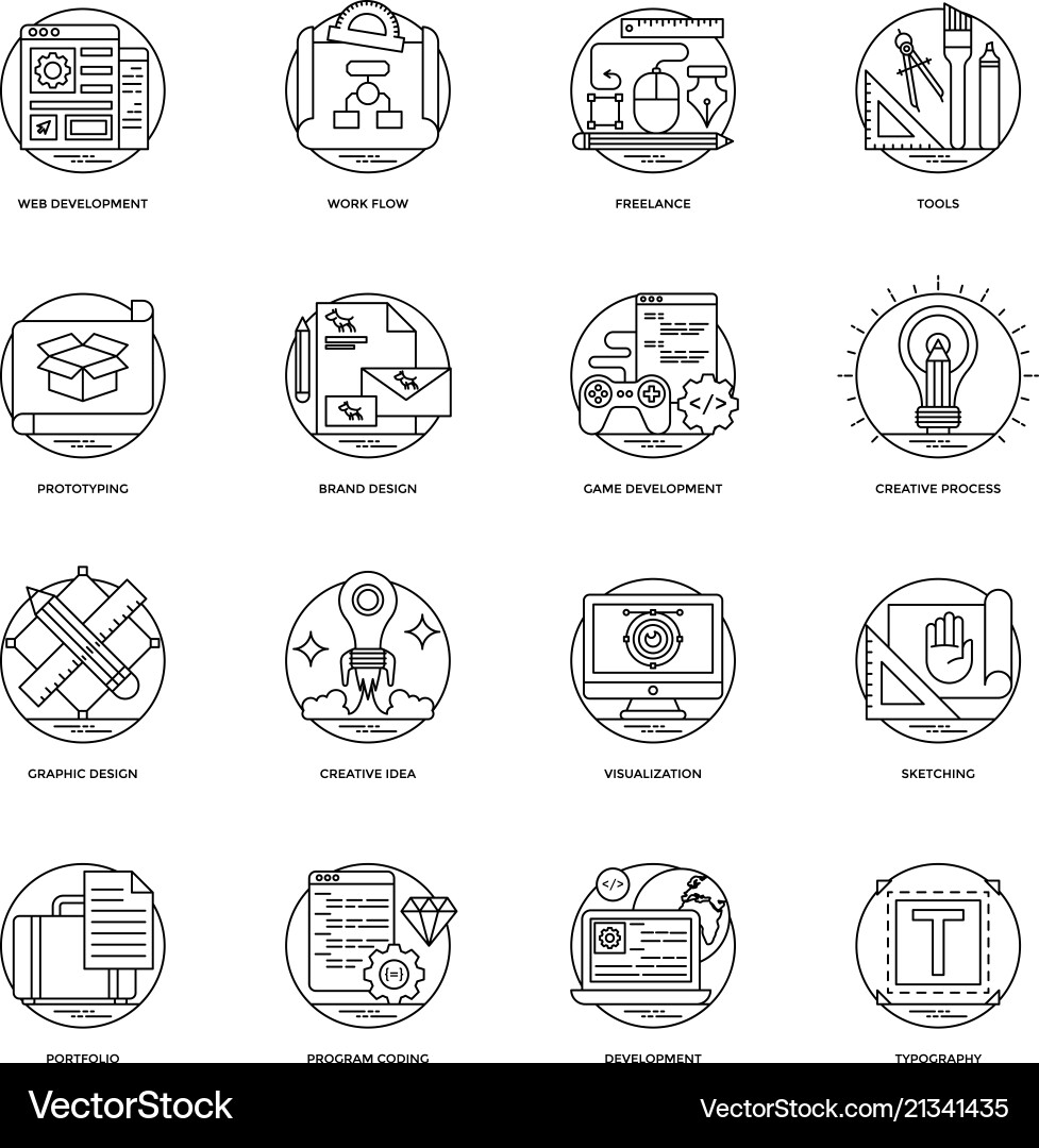 Design and development glyph icons set vector image