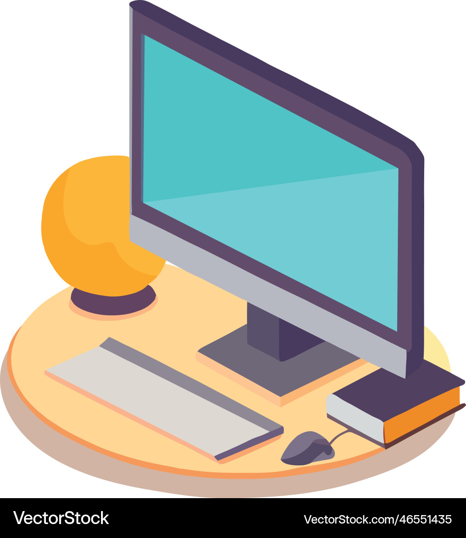 Desk with computer monitor Desk with computer monitor vector image