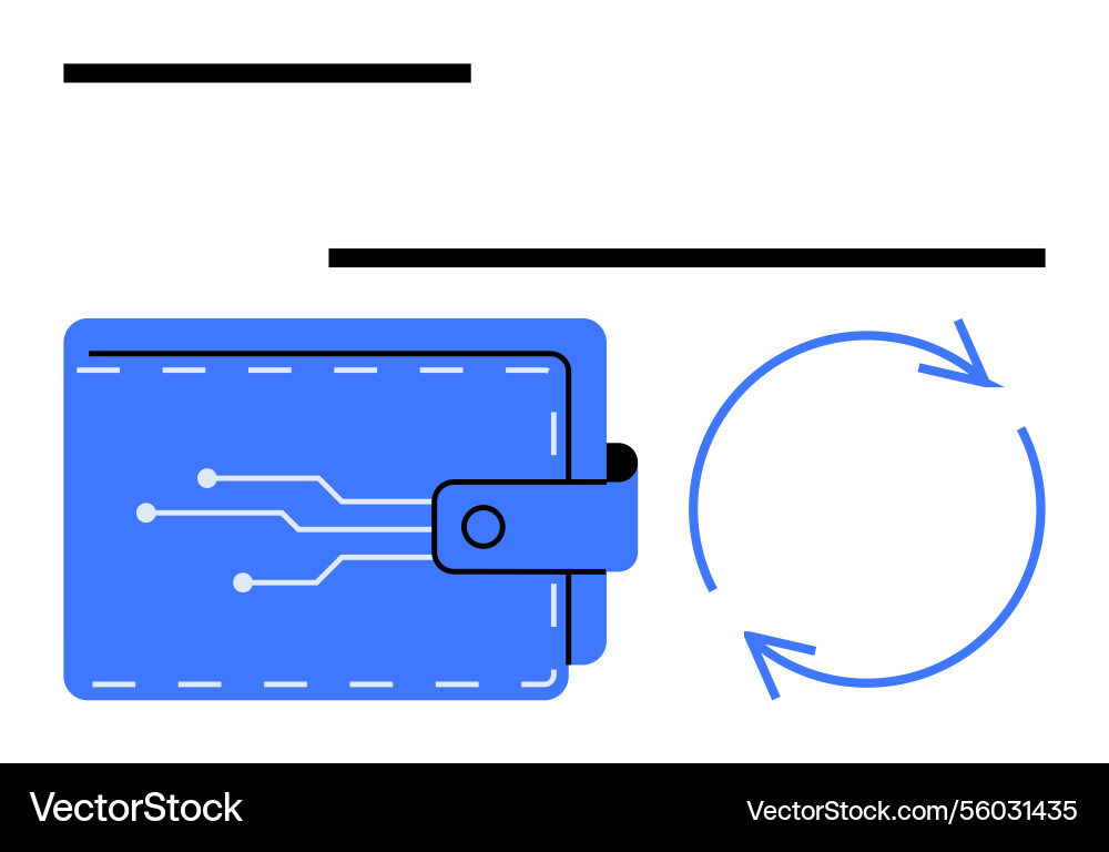 Digital wallet with circuit design and circular Digital wallet with circuit design and circular vector image