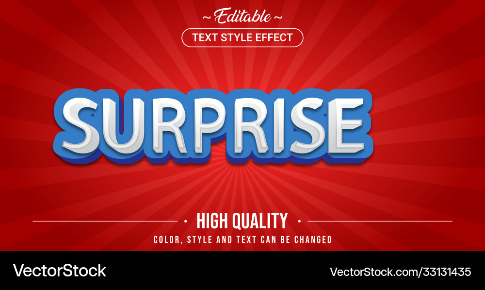Editable text style effect - surprise theme vector image