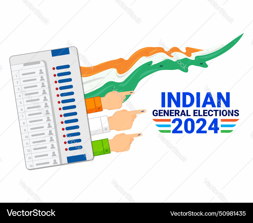 Evm machine for voting indian general election vector image