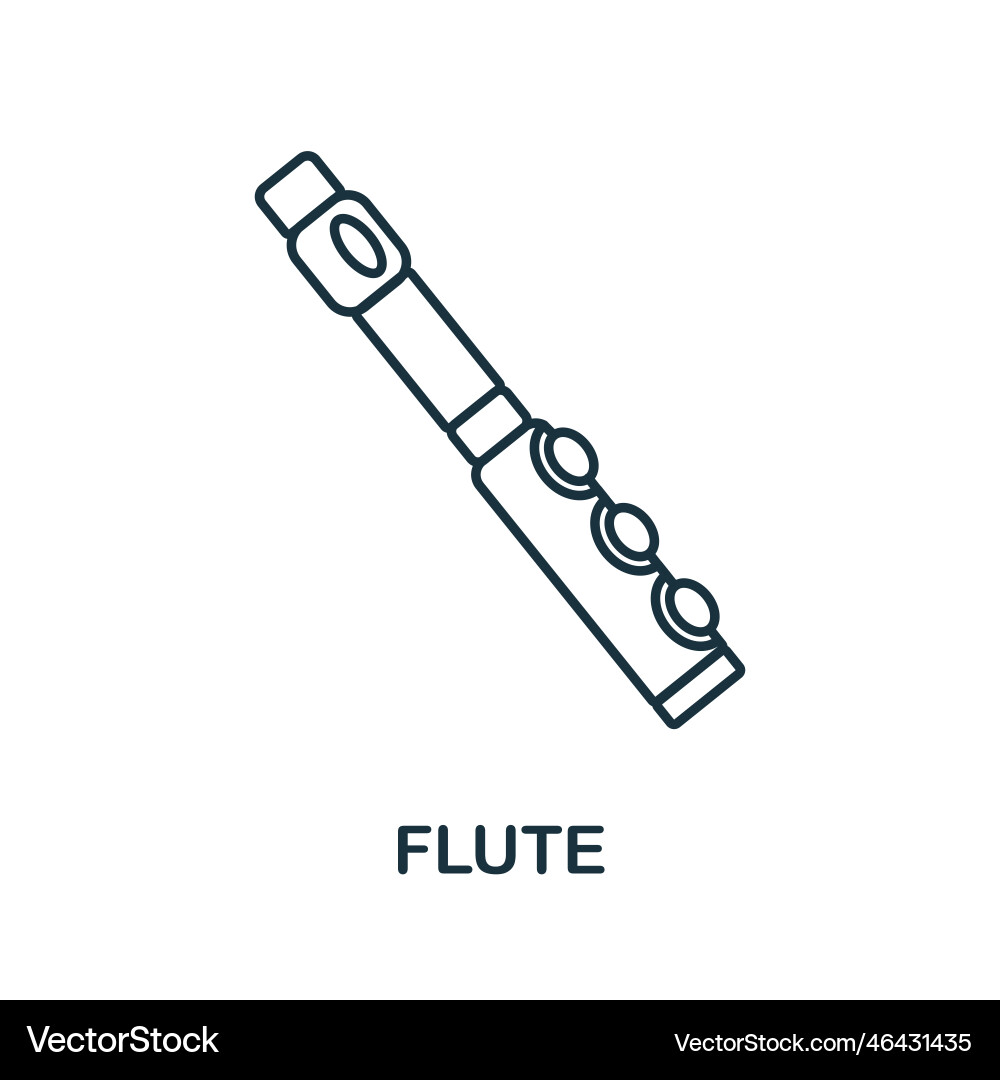 Flute line icon simple element from musical Flute line icon simple element from musical vector image