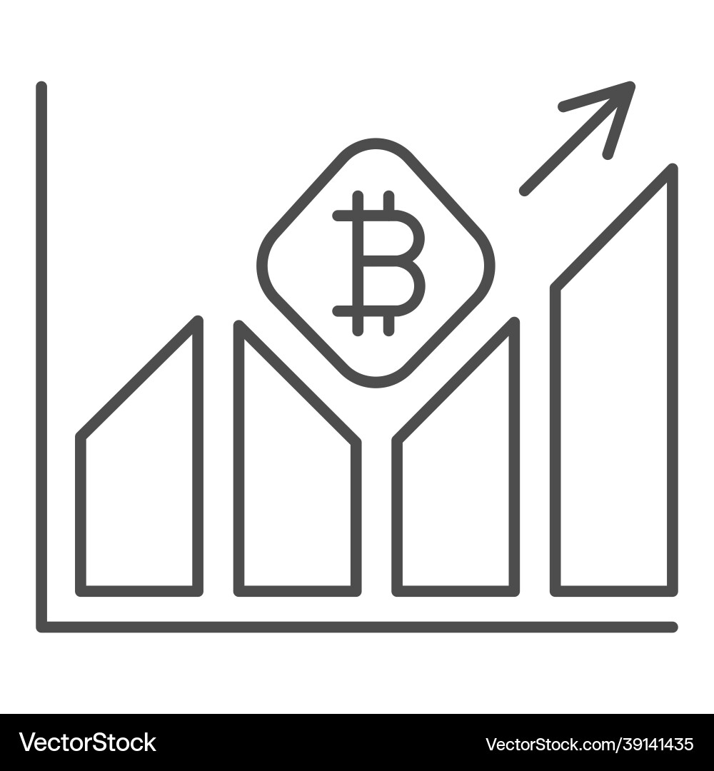 Graph of bitcoin value growth thin line icon Graph of bitcoin value growth thin line icon vector image