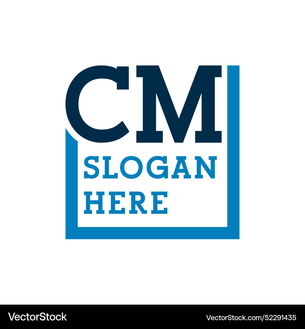 Minimal initials logo letters c and m cm initial Vector Image
