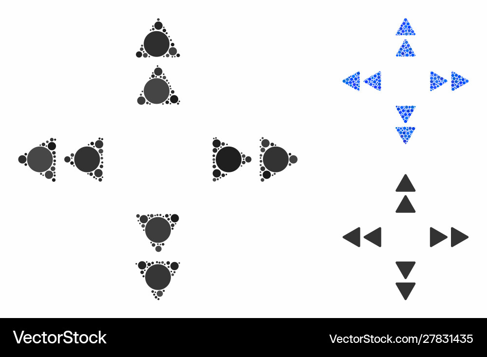 Move out triangles mosaic icon round dots Move out triangles mosaic icon round dots vector image