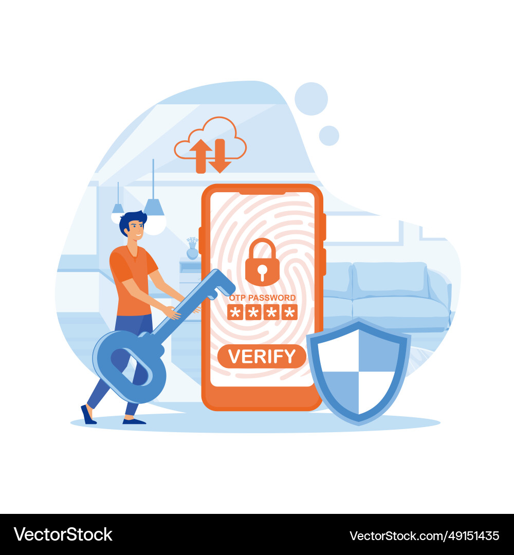 Otp authentication secure verification one-time vector image