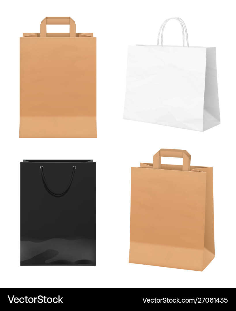Paper bags empty store packages white black Paper bags empty store packages white black vector image