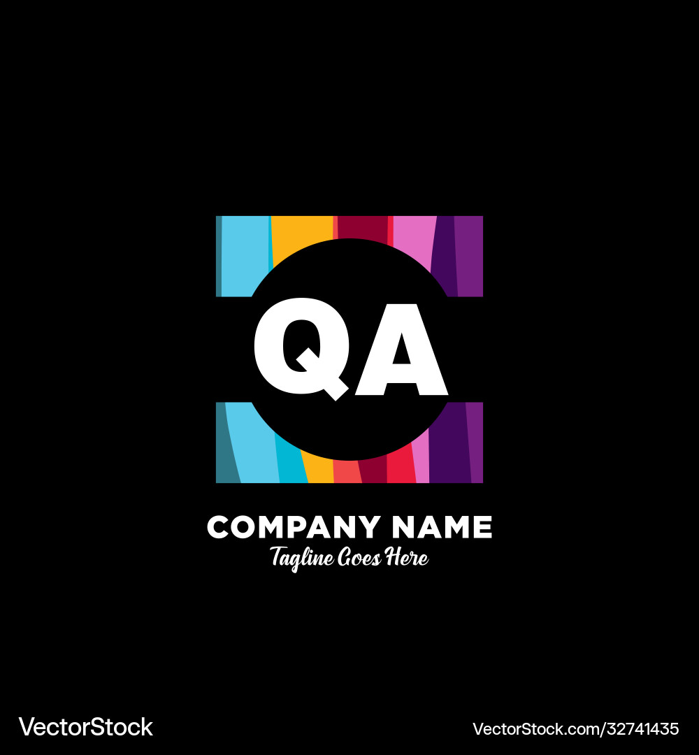 Qa initial logo with colorful template Vector Image