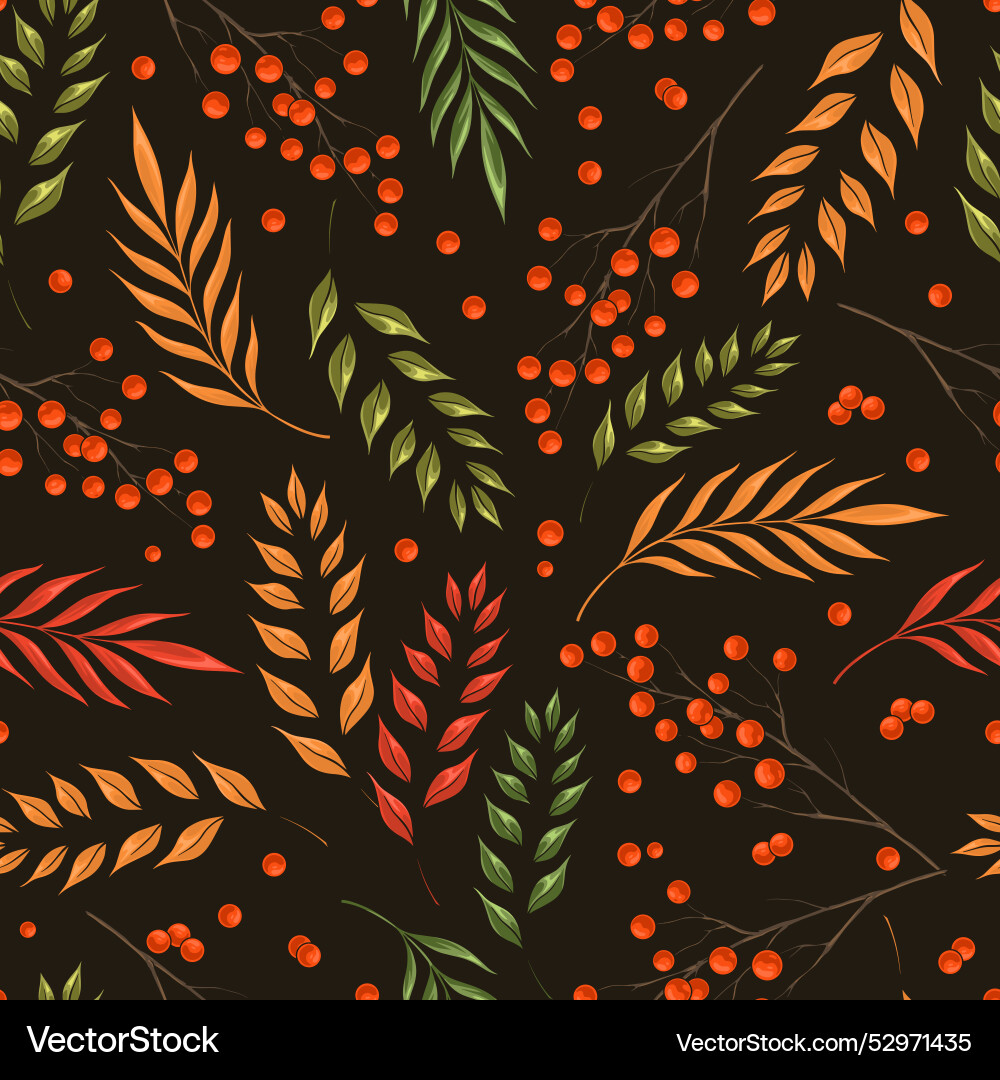 Rowan tree pattern seamless colorful Vector Image
