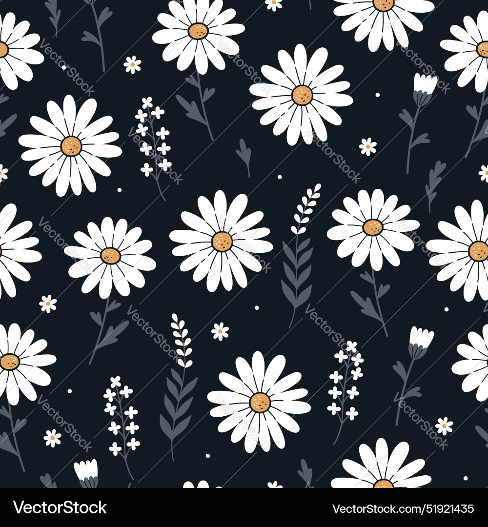 Seamless pattern with white daisies Royalty Free Vector