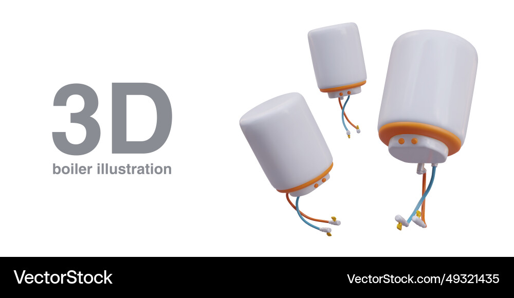 Set of realistic models boilers view from vector image