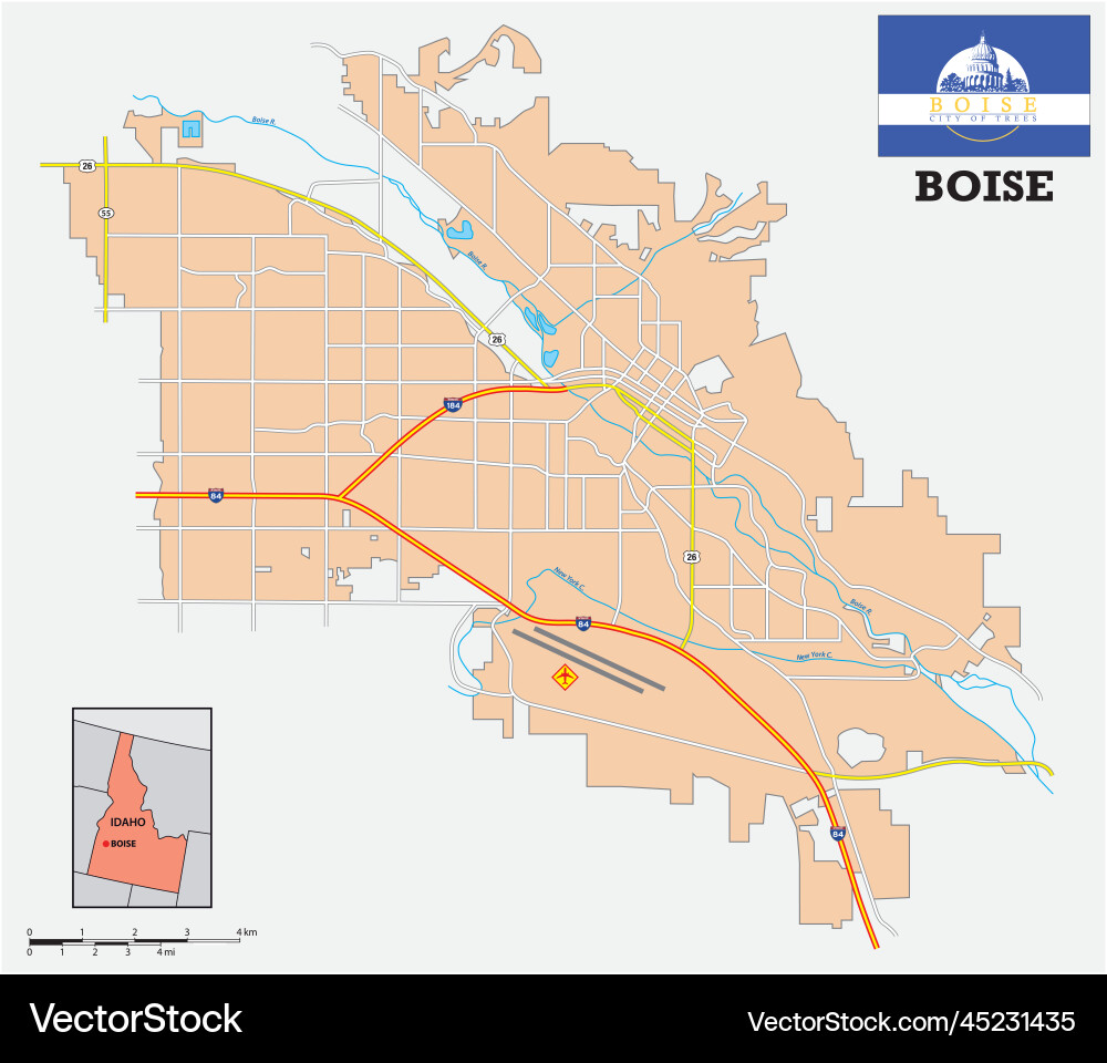 Simple street map of the city boise idaho Simple street map of the city boise idaho vector image