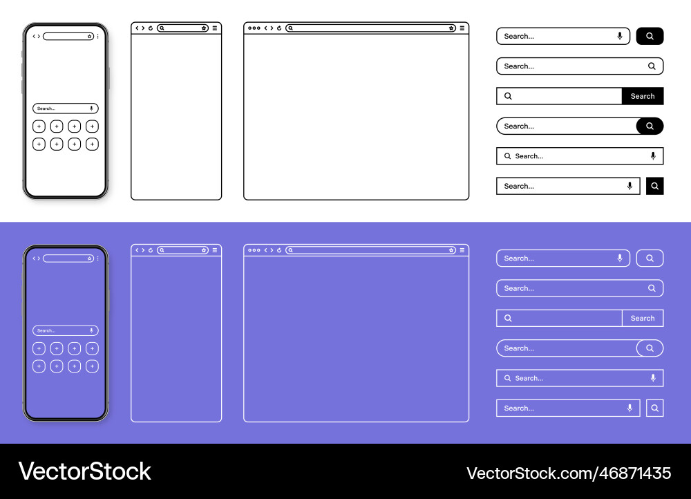 Smartphone web browser internet page window vector image