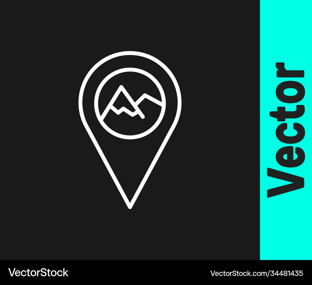 White line map pointer with mountain icon isolated White line map pointer with mountain icon isolated vector image