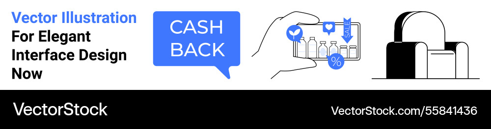 Cashback concept with mobile interface lab Vector Image