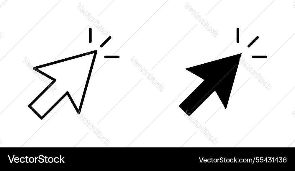 Cursor icons set in filled and strokes on white Cursor icons set in filled and strokes on white vector image