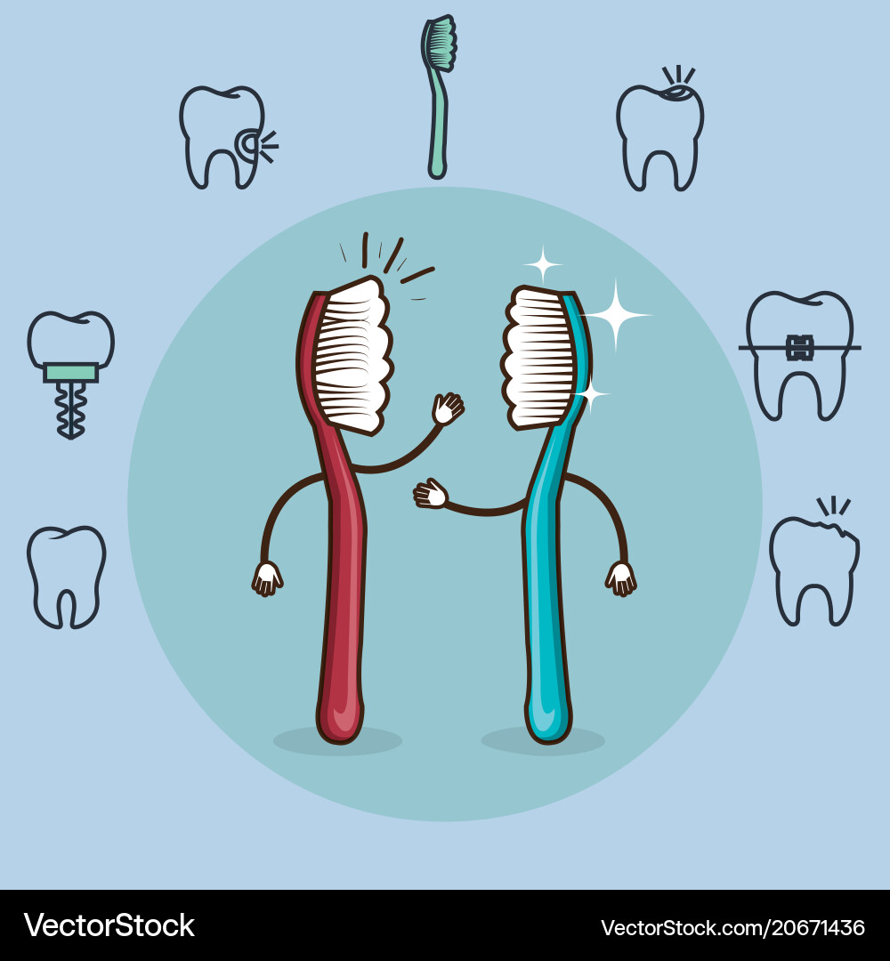 Dental care kawaii comi character Dental care kawaii comi character vector image
