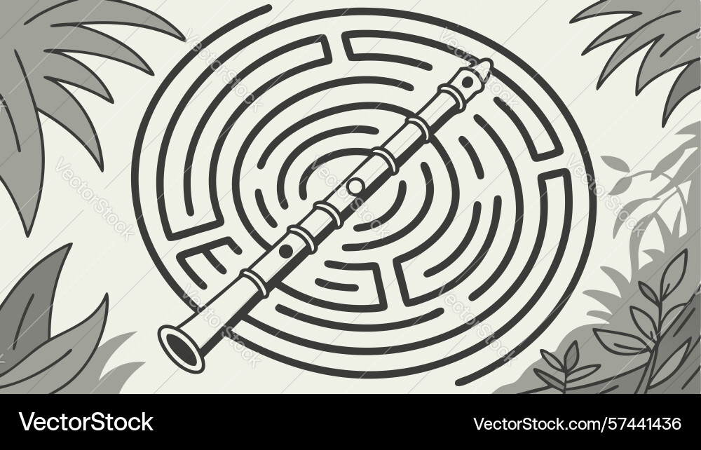 Flute instrument in maze pattern abstract design Vector Image