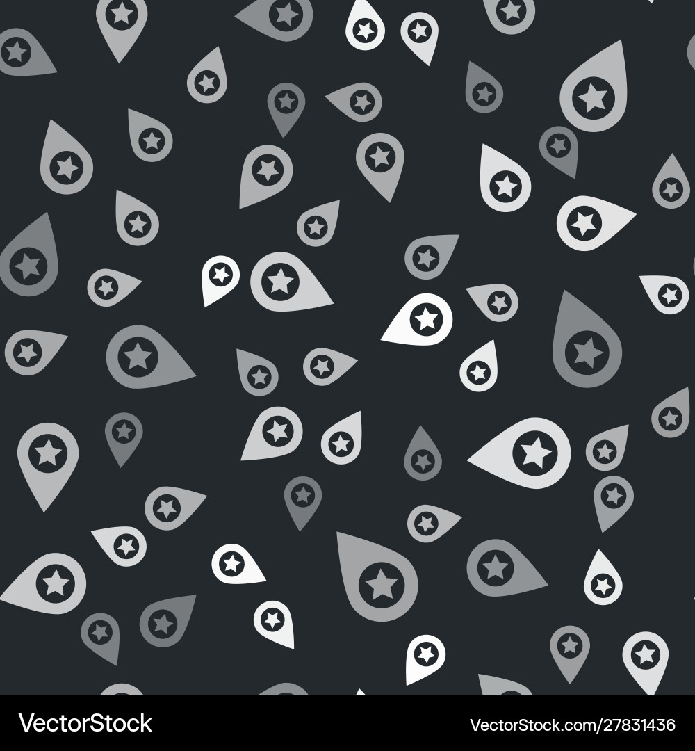 Grey map pointer with star icon isolated seamless Grey map pointer with star icon isolated seamless vector image
